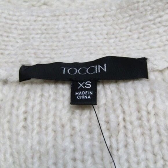 NEW TOCCIN Cardigan Vanilla Beige Size XS Short Popcorn Button Up Waist Tie - Picture 3 of 9